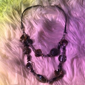 glass bead two layer necklace 1 piece